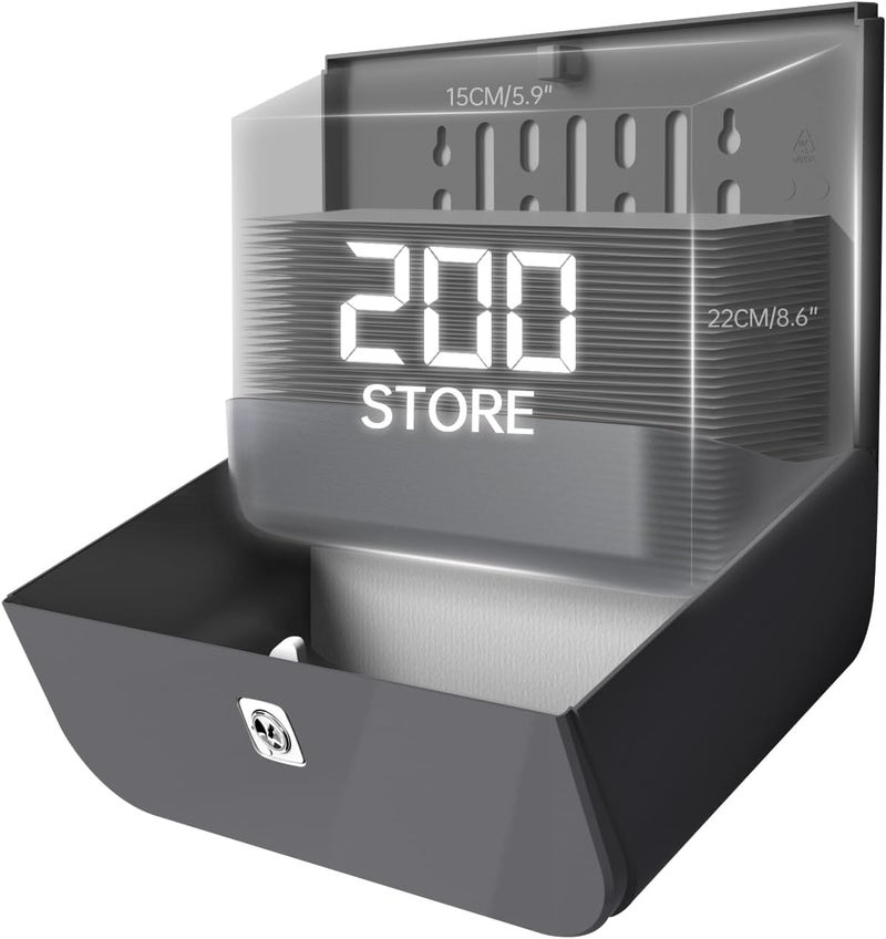 BEZADI Paper Towel Dispenser,Large Capacity Wall Mount Tissue Dispensers with Smart Lock, Used for Kitchen and Bathroom 200+ Sheets Toilet Paper Holders Gray - Image 3
